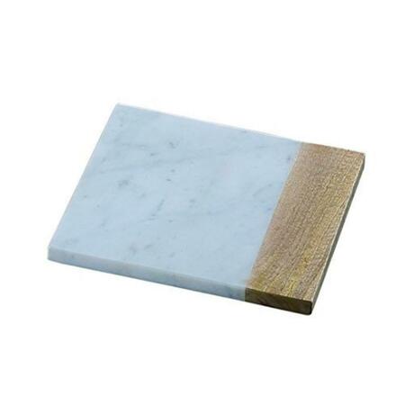 BAKEOFF 8 In. Taj Elite Creamy White Marble With Mango Wood Square Board BA22533